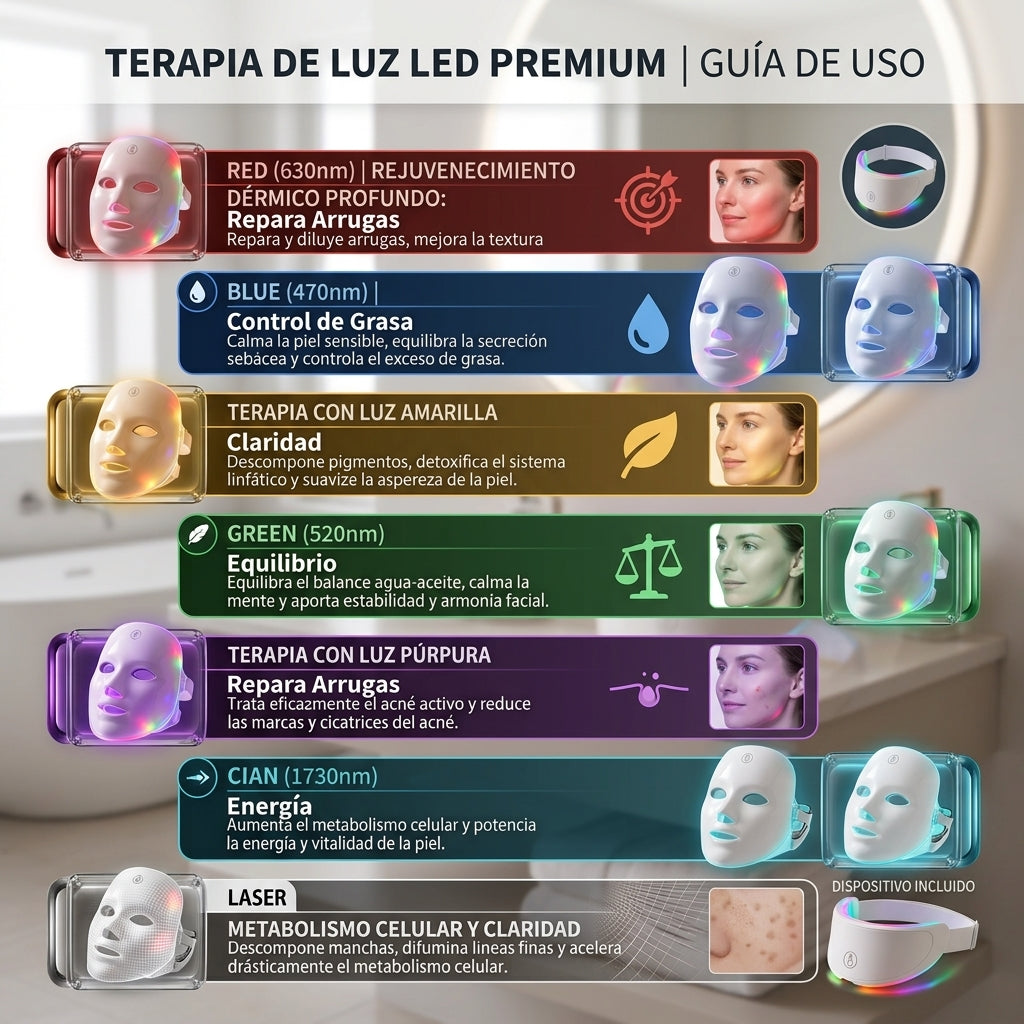 Detalle de la máscara facial LED
